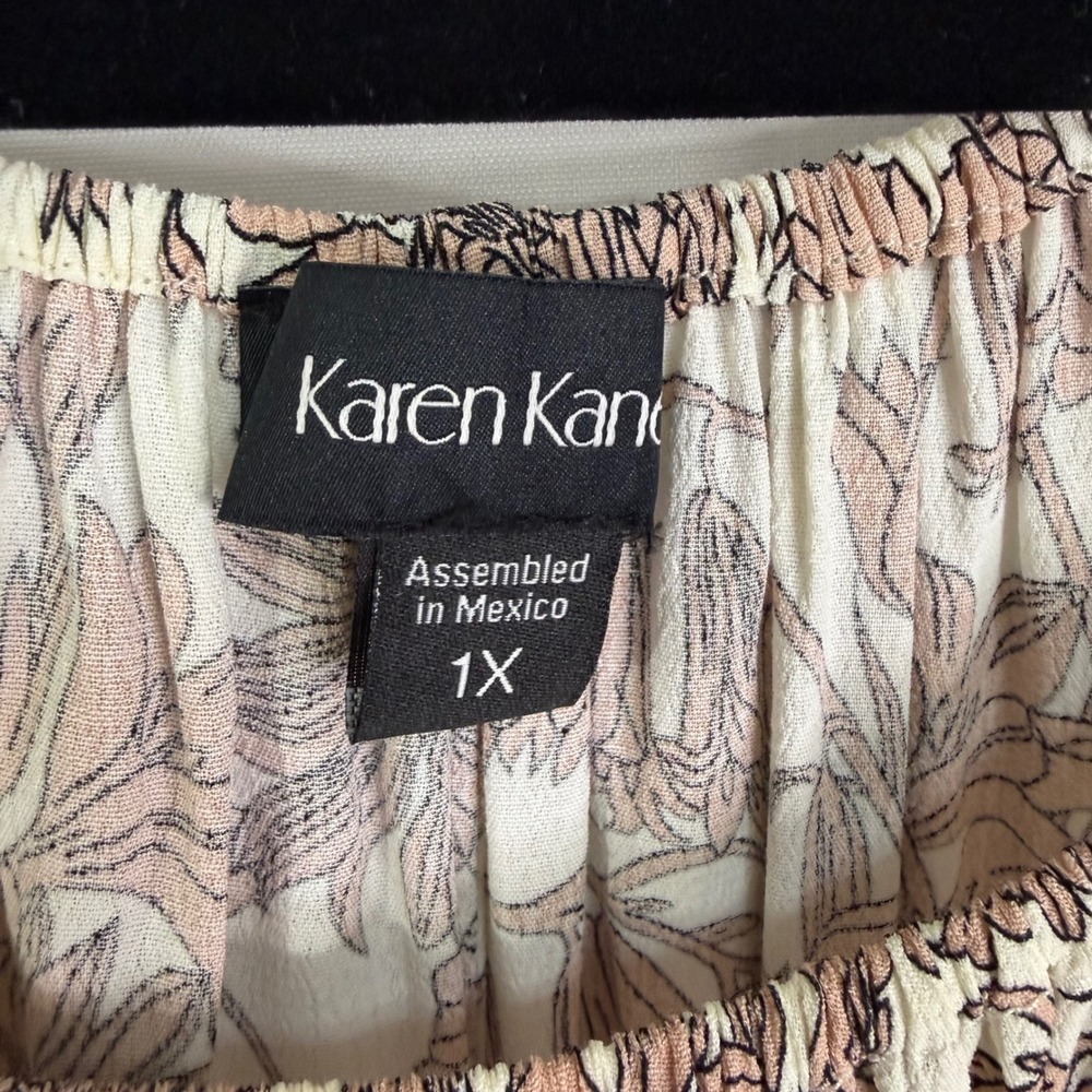 Karen Kane Womens Flowy Floral Peasant Blouse Top 1X NWT $148‎ Romantic Boho - Picture 3 of 12